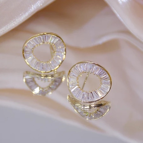 Gold plated earrings twisted earrings round earrings - Picture 2 of 4